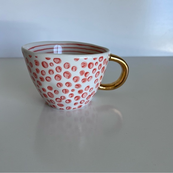 Paper Source Other - Paper Source Ceramic Orange Polka Dot Mug